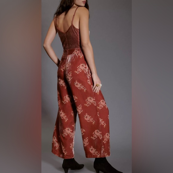 🤎ANTHROPOLOGIE HUTCH BURNOUT VELVET TROUSERS PANTS XS - Picture 2 of 6